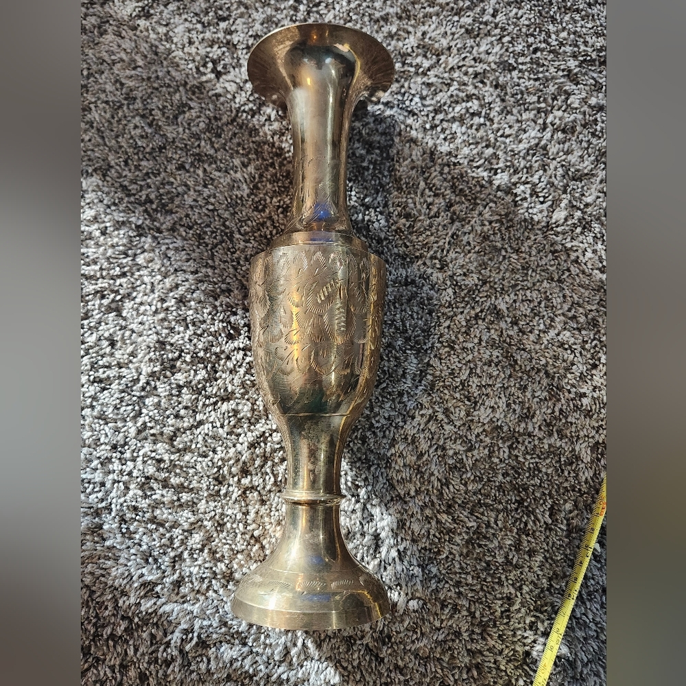 Elegant Vintage 12 Inch Brass Vase